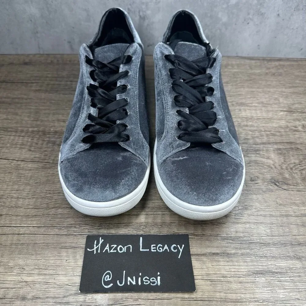 Sam Edelman~Women’s~”Marlow” Gray Velvet Sneakers‎ Ribbon Lace Sneakers~Size 9